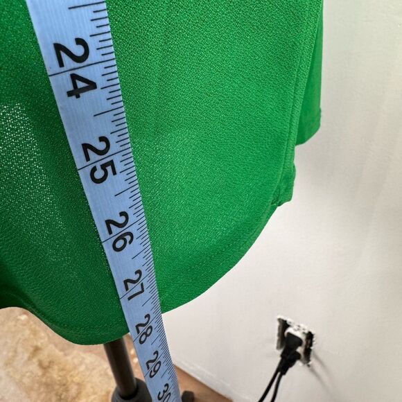 Green Relaxed V-Neck Zippered Blouse vibrant color women’s 2xl - Picture 11 of 11